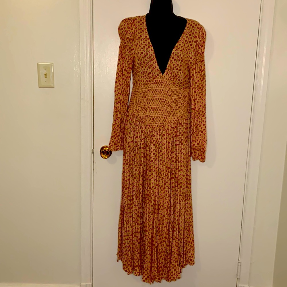 Free People Cinched Waist V Neck Dress